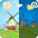 Cartoon Grassland windmill FLW