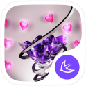 New purple crystal heart APUS launcher free theme