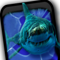 怒ったサメの亀裂画面