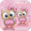 Cartoon Pink Bow Owl Theme