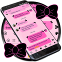 SMS Messages Ribbon Pink Black Theme emoji chat