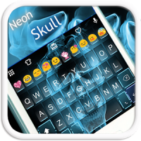 Neon Skull Emoji Keyboard Skin