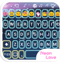 Neon Love Emoji Keyboard Theme