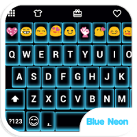 Neon Blue Emoji Keyboard Theme