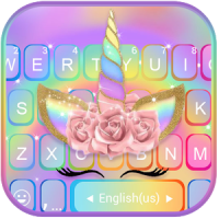 Rainbow Pink Rose Unicorn Keyboard Theme