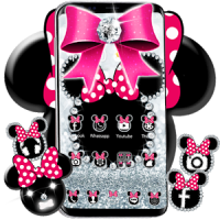 Cute minny pink Bow Silver Diamond Theme