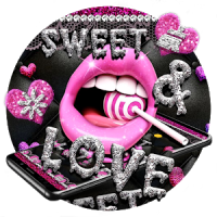 Glitter Pink Lips Sweet Love Theme