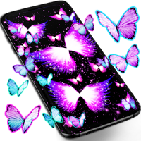 Neon butterflies glowing live wallpaper