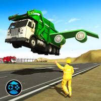 City Garbage Flying Truck- Flying Games