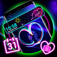 Neon Heart Launcher Theme